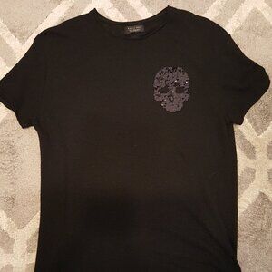 US men's size M Zara sheer knit with sequined skull
